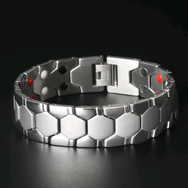 Hexagonal Titanium Steel Magnetic Men's Business Bracelet, Multi-Color Luxury Detachable Adjustable Strap-Style Wristband