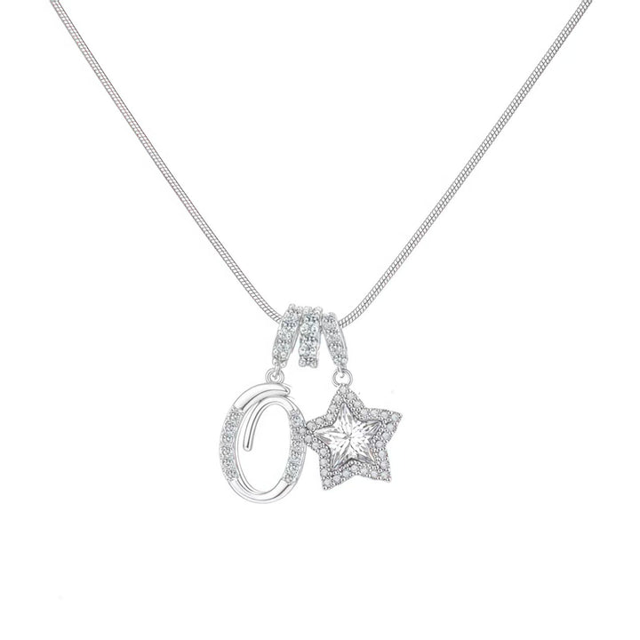 Script Initial Pave Star Dual Charm Snake Chain Necklace, Gold & Silver Custom Letter Choker