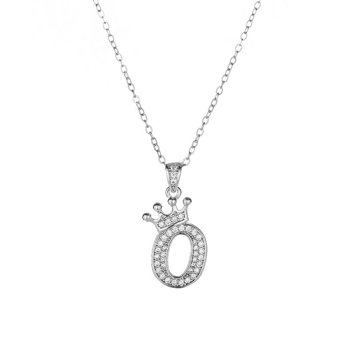 Crown Paved Diamond Initial Letter Necklace, 14K Gold Plated Personalized Dainty Chain, A-Z Available