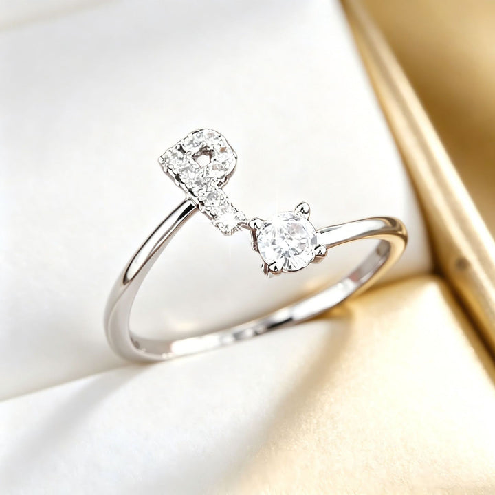 Initial Diamond Open Ring