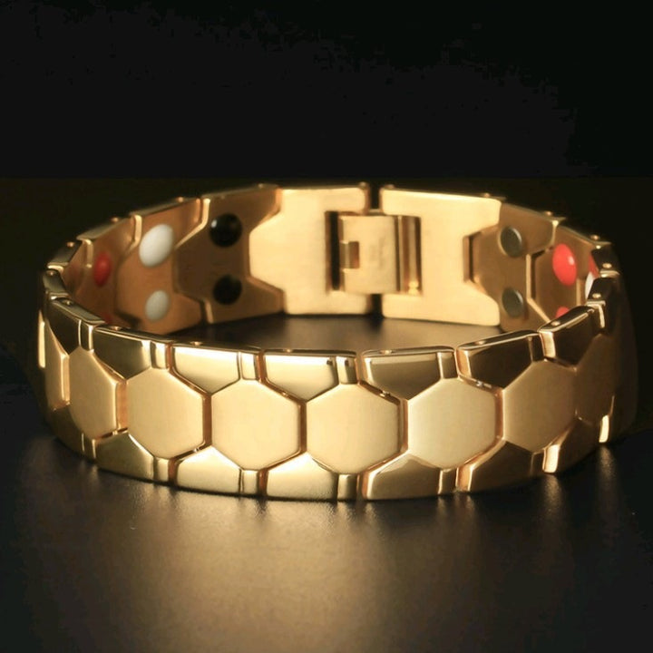 Hexagonal Titanium Steel Magnetic Men's Business Bracelet, Multi-Color Luxury Detachable Adjustable Strap-Style Wristband