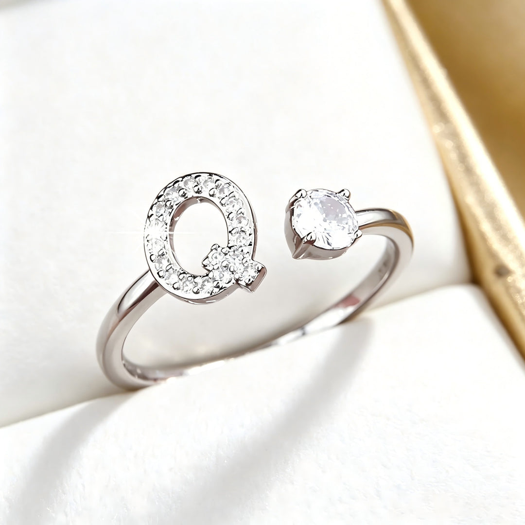 Initial Diamond Open Ring