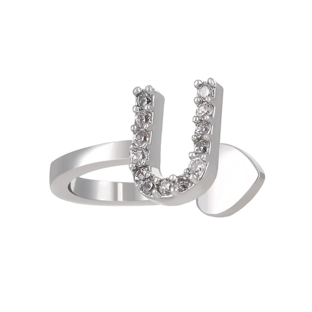 A-Z 26 Letters Paved Diamond Ear Cuffs, Adjustable Diamond Ear Cuffs For Non-Pierced Ears