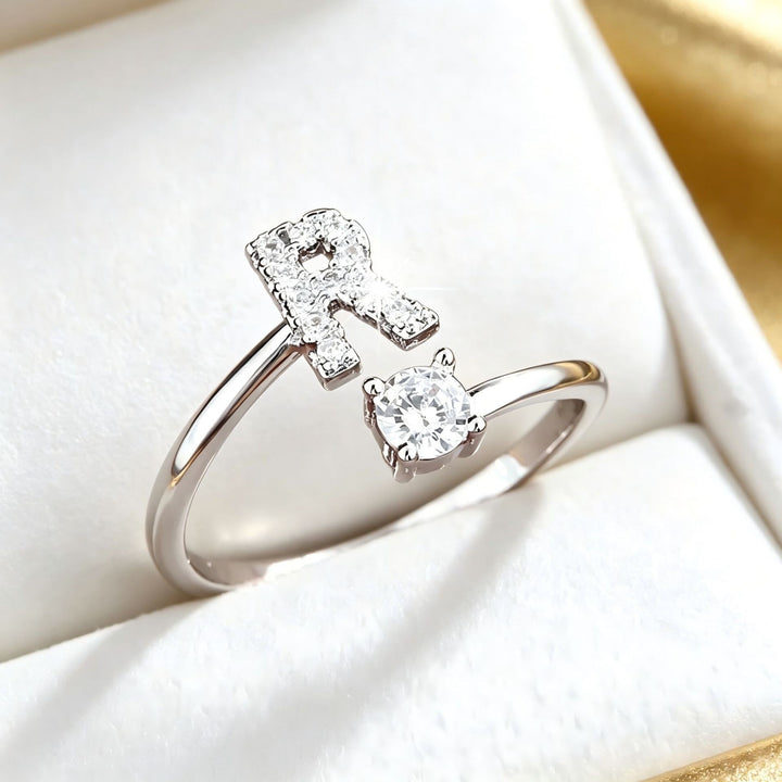 Initial Diamond Open Ring