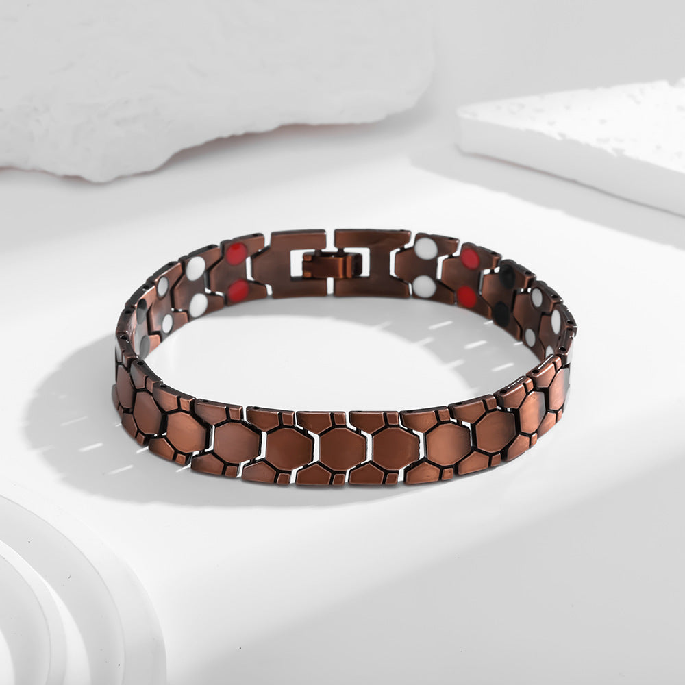 Hexagonal Titanium Steel Magnetic Men's Business Bracelet, Multi-Color Luxury Detachable Adjustable Strap-Style Wristband