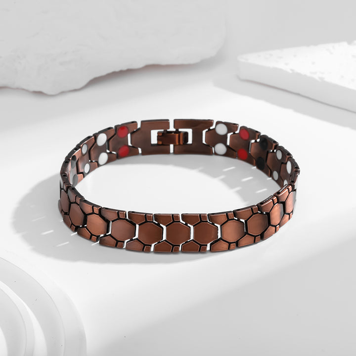 Hexagonal Titanium Steel Magnetic Men's Business Bracelet, Multi-Color Luxury Detachable Adjustable Strap-Style Wristband