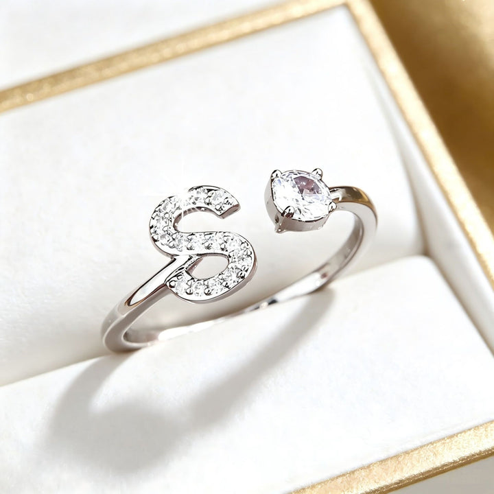 Initial Diamond Open Ring