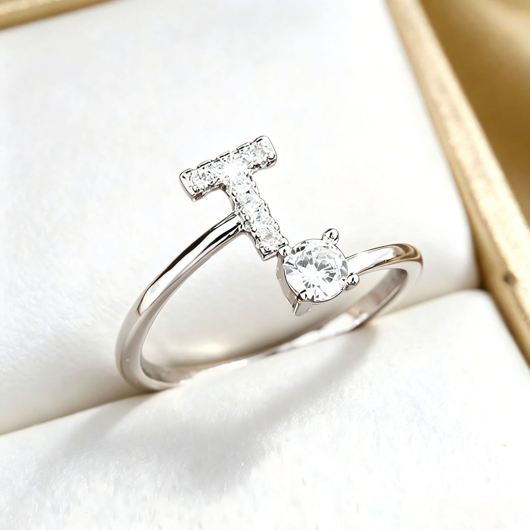 Initial Diamond Open Ring