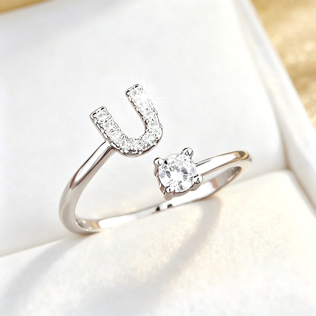 Initial Diamond Open Ring