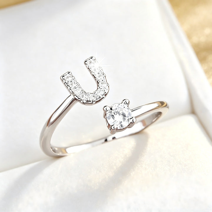 Initial Diamond Open Ring
