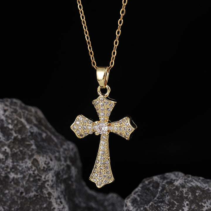 Full Paved Diamond Cross Necklace