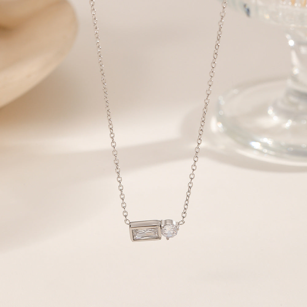 Rectangle & Round Diamond Choker Necklace