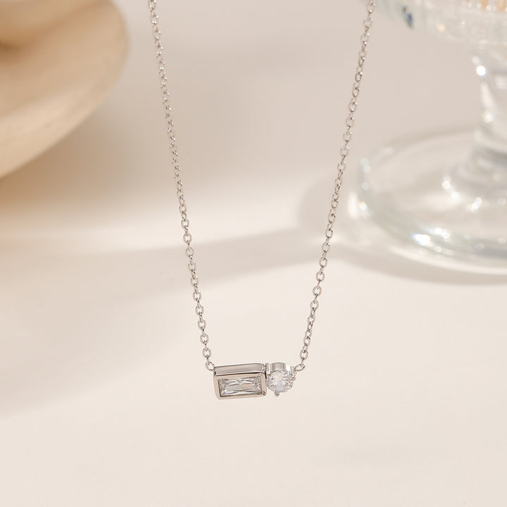Rectangle & Round Diamond Choker Necklace