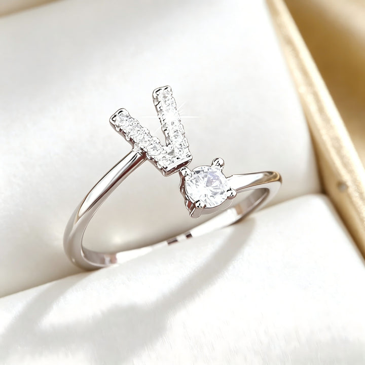 Initial Diamond Open Ring