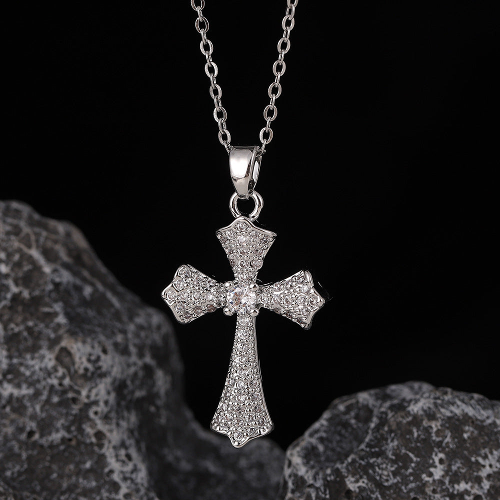Full Paved Diamond Cross Necklace