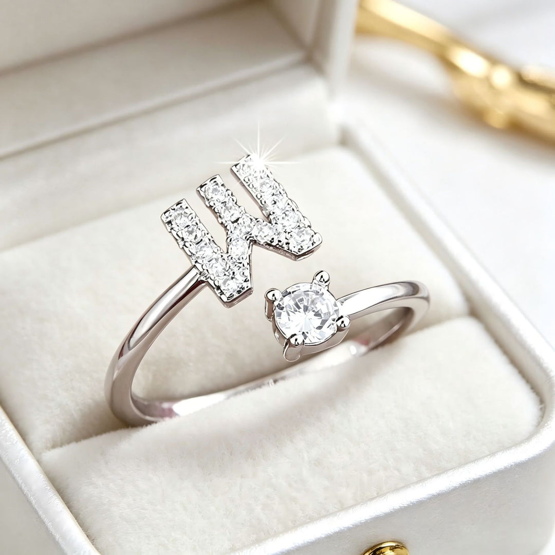 Initial Diamond Open Ring