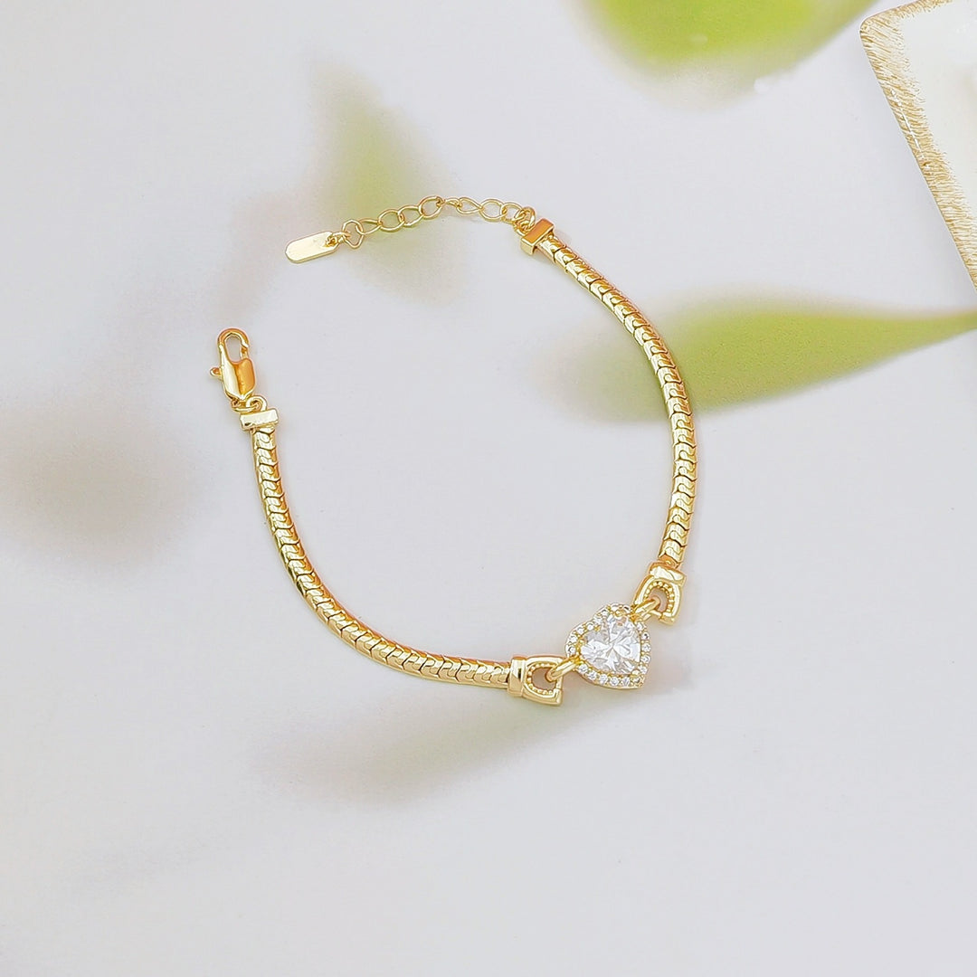 Geometric Gemstone Snake Chain Bracelet Set (Light Luxury Niche Delicate Wrist Jewelry)