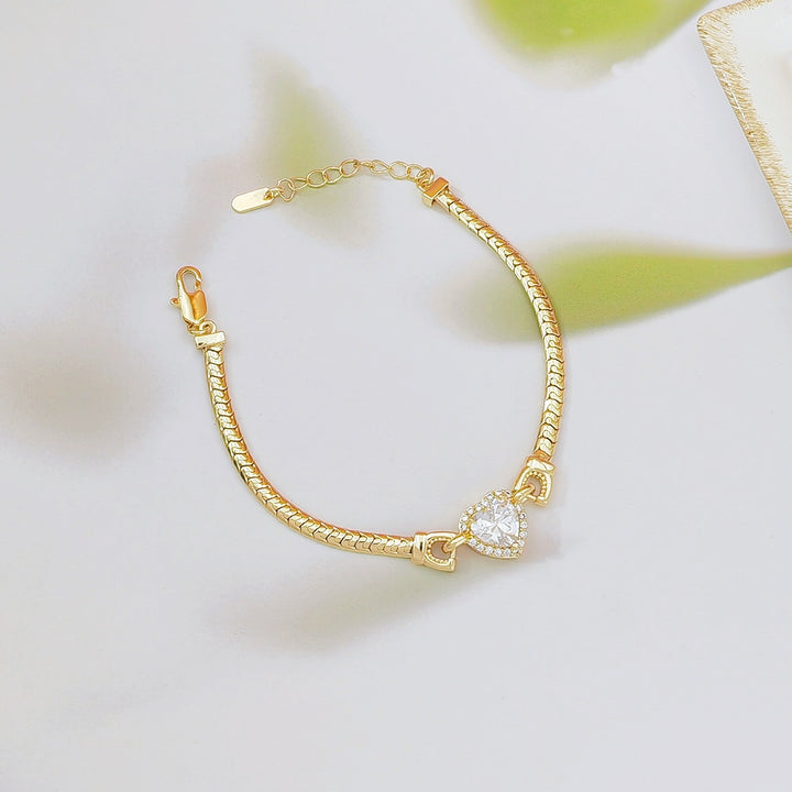 Geometric Gemstone Snake Chain Bracelet Set (Light Luxury Niche Delicate Wrist Jewelry)