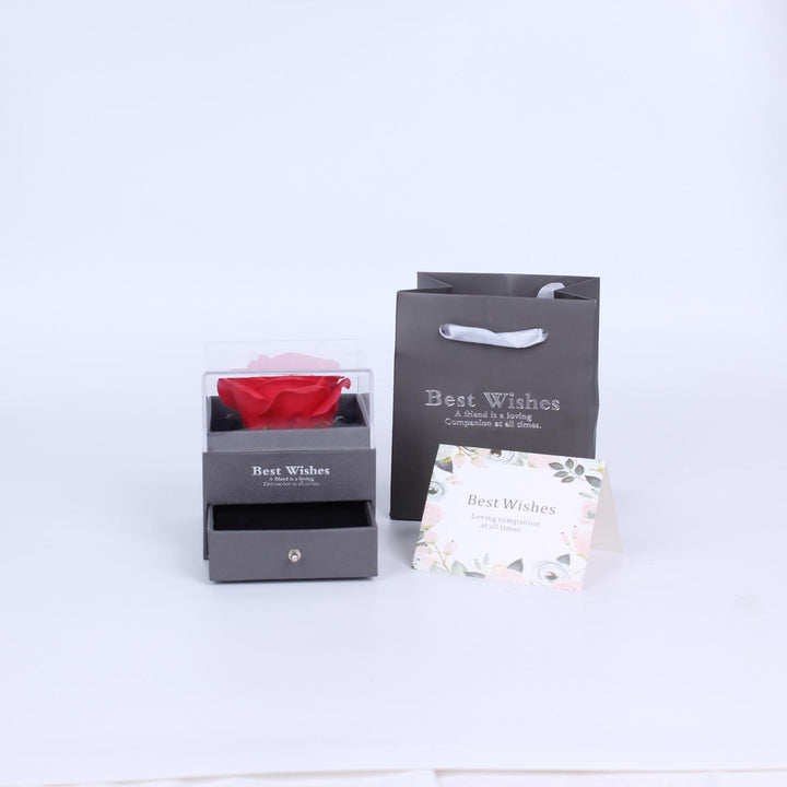 Preserved Rose Drawer Jewelry Gift Box Set, Multiple‑Color Options