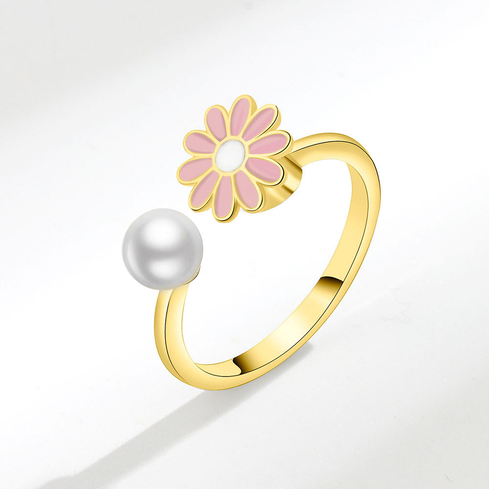 Daisy & Pearl Open Ring Set (Light Luxury Niche Fresh Bands)