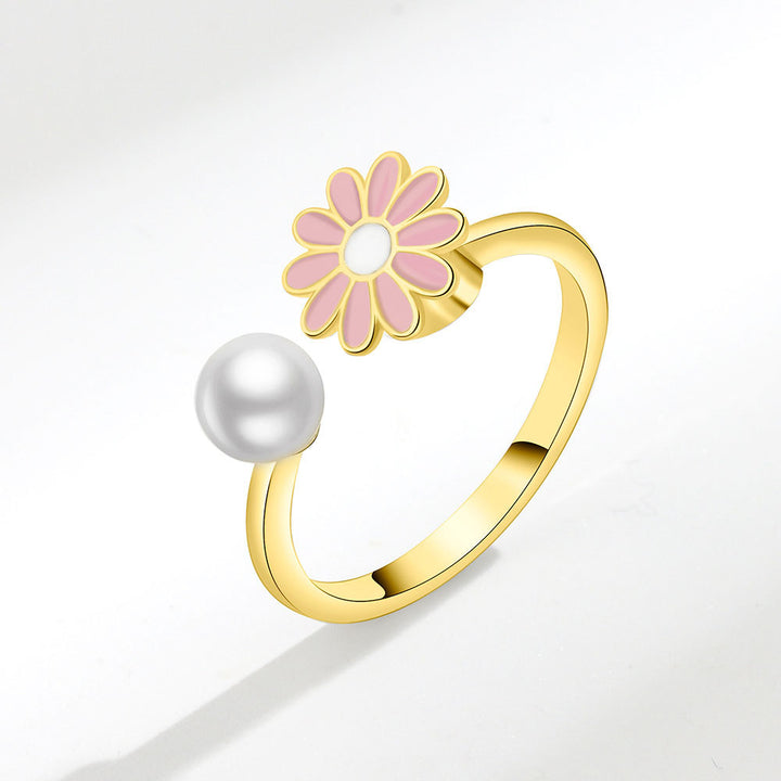 Daisy & Pearl Open Ring Set (Light Luxury Niche Fresh Bands)