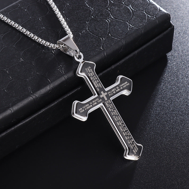 Lord's Prayer Triple Layer Cross Necklace Set (Light Luxury Niche Faithful Necklace)