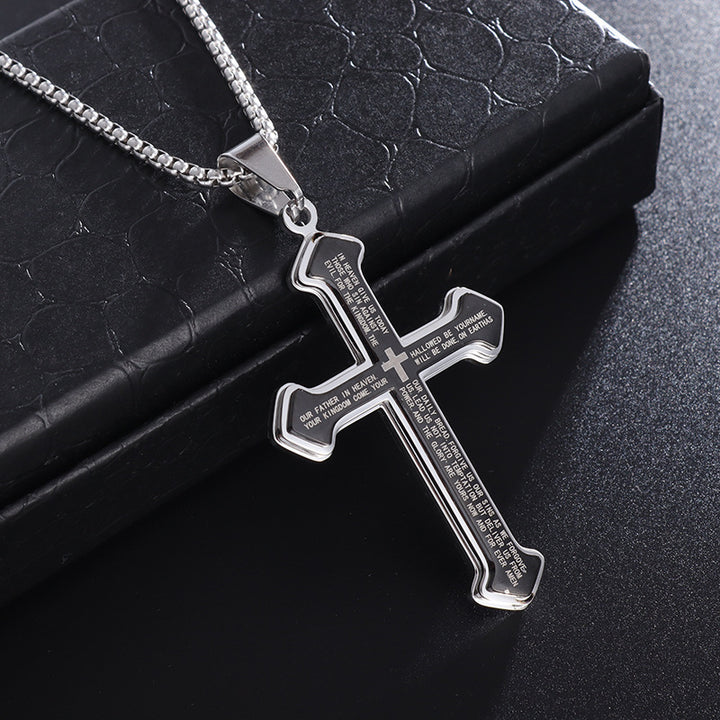 Lord's Prayer Triple Layer Cross Necklace Set (Light Luxury Niche Faithful Necklace)