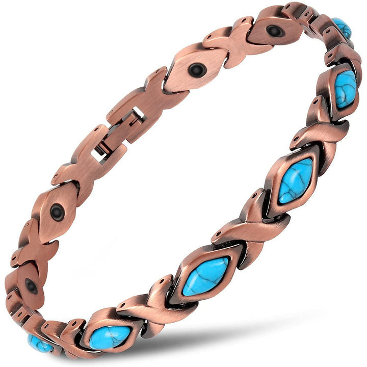 Vintage Copper Multi-Stone Magnetic Therapy Bracelet (Multiple Styles Women's Health Bangle)