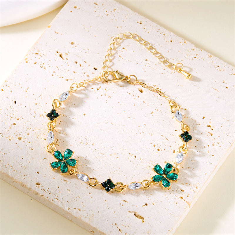 Multi-Color Diamond Flower Adjustable Bracelet (4 Colors Luxury Women's Chain)