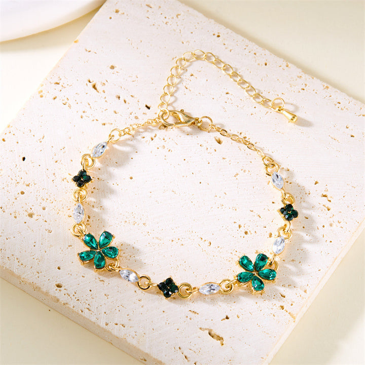 Multi-Color Diamond Flower Adjustable Bracelet (4 Colors Luxury Women's Chain)