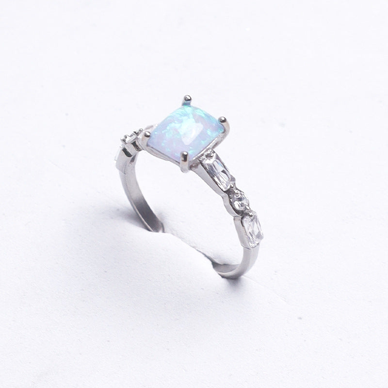 Square‑Cut Main Diamond Ring With Baguette Side Diamond, Multi‑Color Options