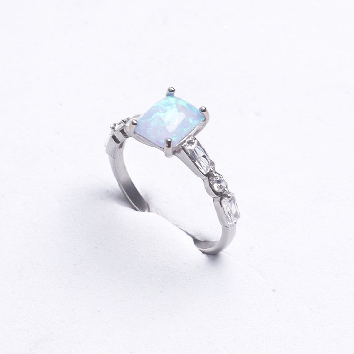 Square‑Cut Main Diamond Ring With Baguette Side Diamond, Multi‑Color Options