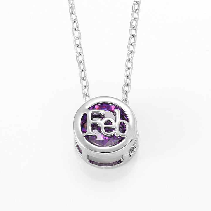 12‑Month Birthstone Round Letter Pendant Necklace, Multi‑Color Options