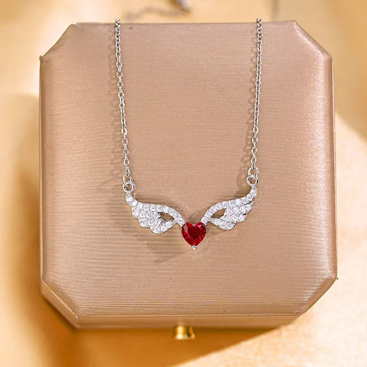 Angel Wings Heart diamond Necklace (Multi-Color Delicate Romantic Pendant)
