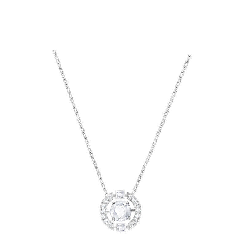 Sparkling Round Diamond Pendant Necklace, Multi-color Stone Luxury Women's Choker