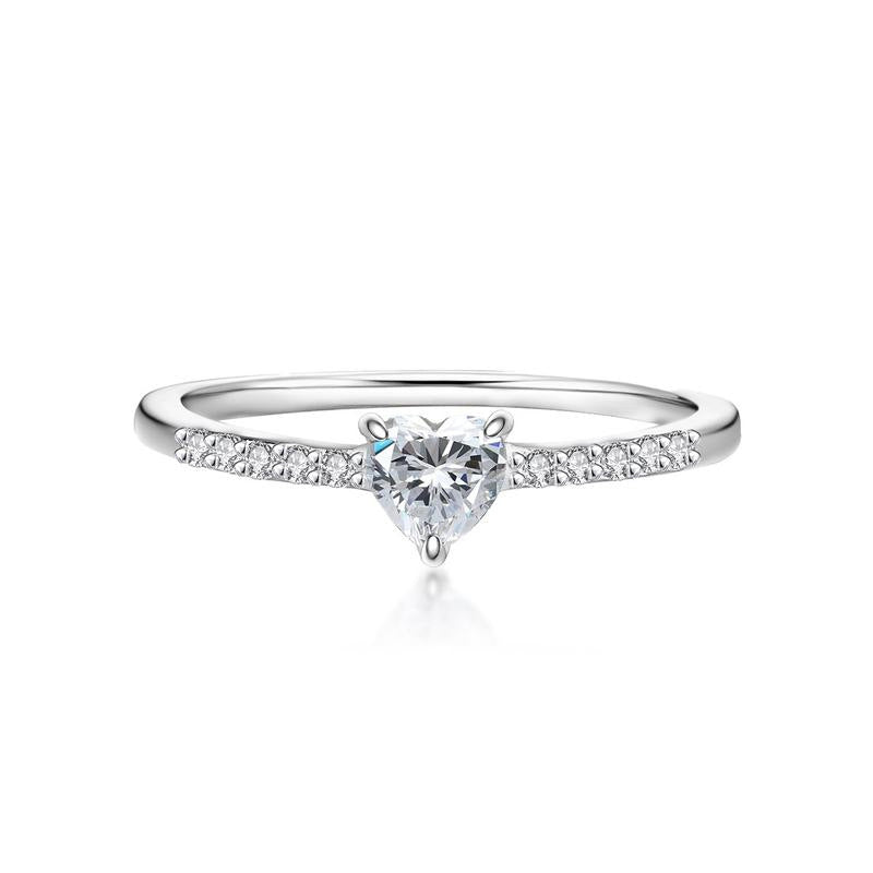 Double Heart Diamond Hollow Halo Ring Set (Luxury Romantic Engagement Band Set)