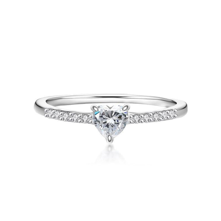 Double Heart Diamond Hollow Halo Ring Set (Luxury Romantic Engagement Band Set)