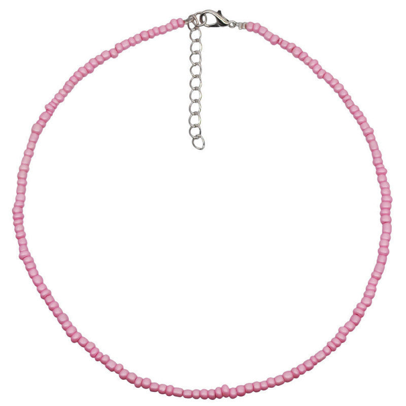Macaron Frosted Mini Bead Choker, Multi-Color Simple Adjustable Thin Beaded Clavicle Necklace