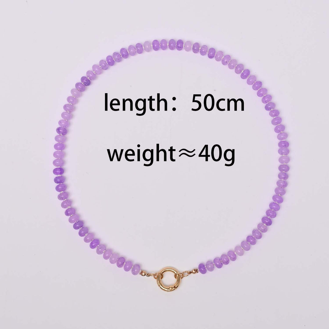 Dopamine Rainbow Beaded Pendant Necklace (Multi-Color Natural Stone Choker)