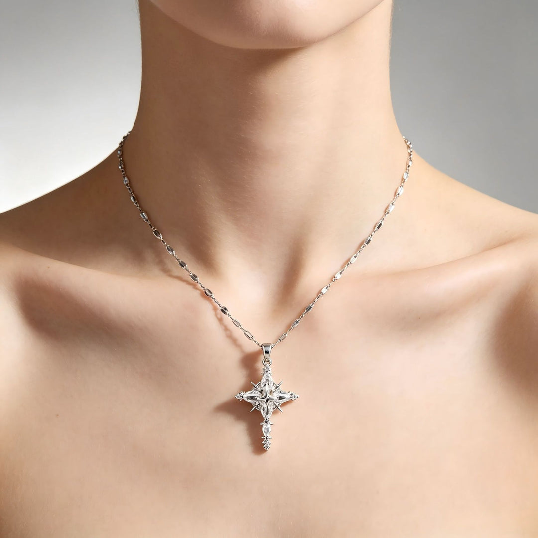 Star Cross Diamond Pendant Necklace