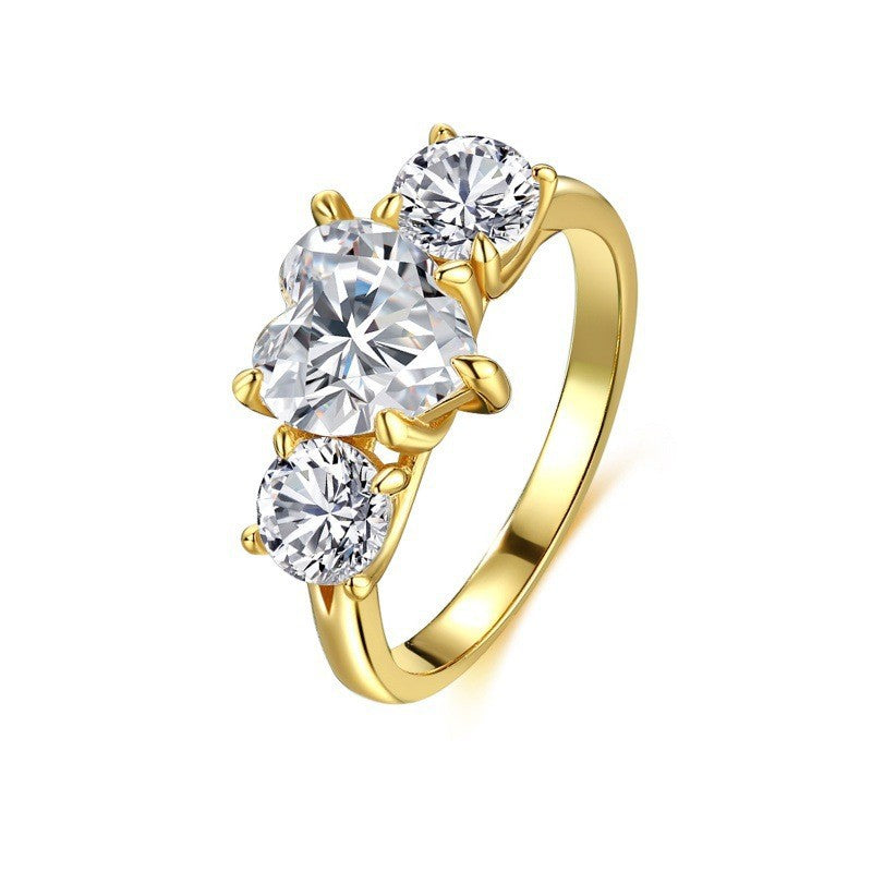 Three-Stone Diamond Statement Ring (Luxury Engagement-Style Gold Band)