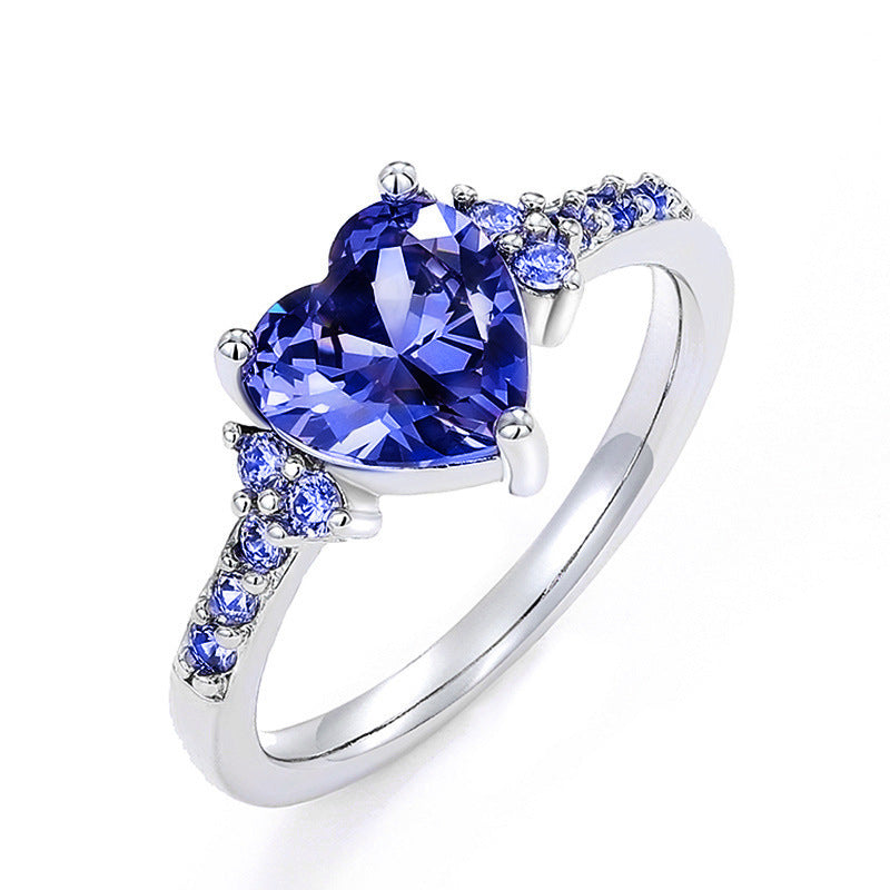 Heart‑Cut Center Diamond Ring With Side Pave Diamond, Multi‑Color Options