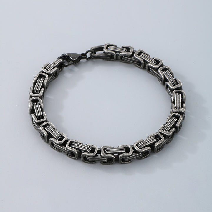Byzantine Chain Geometric Titanium Steel Bracelet (Luxury Street Edgy Wristband)