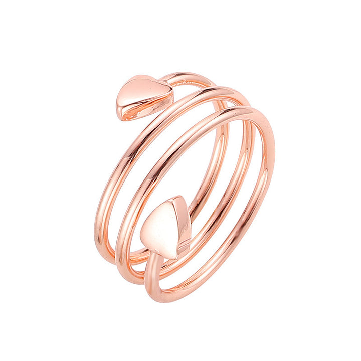 Double Heart Spiral Open Ring Set (Light Luxury Niche Individual Band)