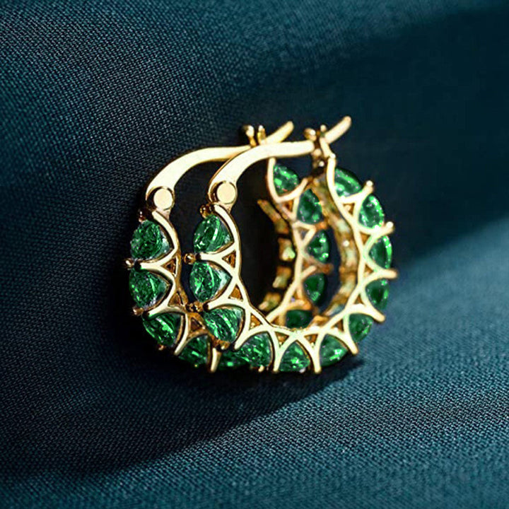 Openwork Row Diamond Hoop S925 Silver Ear Buckles, Multi-color Luxury C Ring Earrings