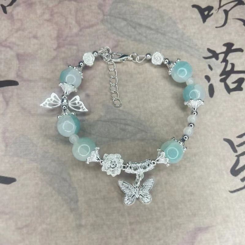 Ice-Crack Blue Bead Butterfly Bracelet (Fresh Boho-Chic Jewelry)