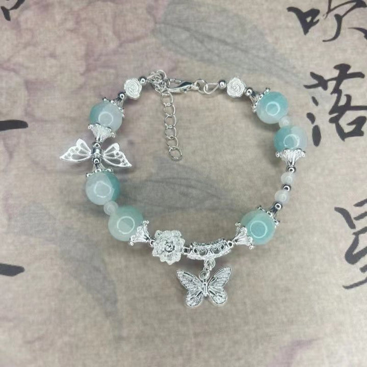 Ice-Crack Blue Bead Butterfly Bracelet (Fresh Boho-Chic Jewelry)