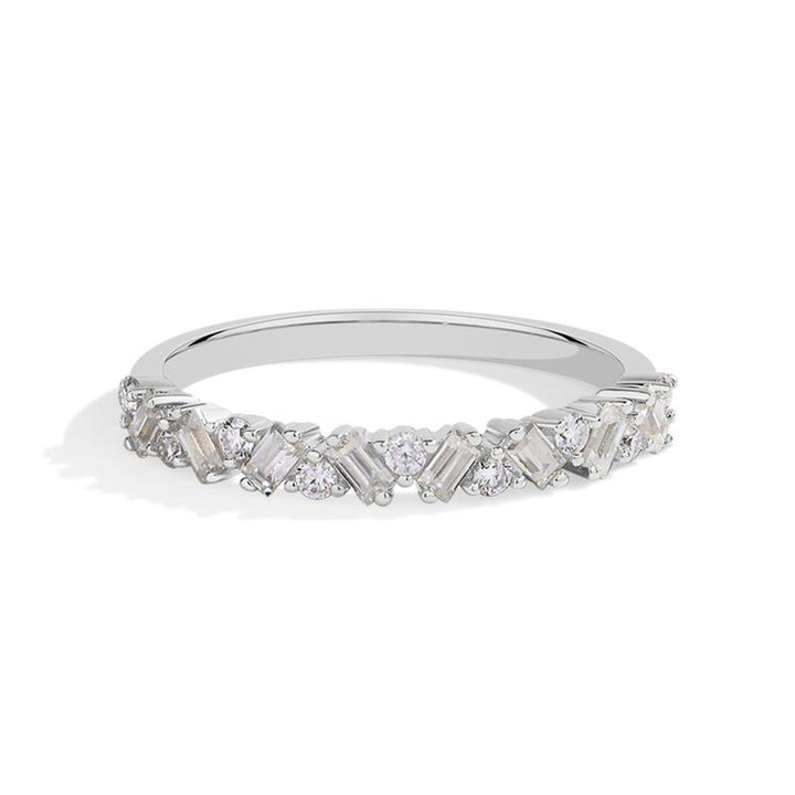Marquise Twisted Engagement Ring Set, Vine Twist Main Ring & Baguette Eternity Band 2Pcs Stacking Wedding Rings Gold Silver Bridal Jewelry