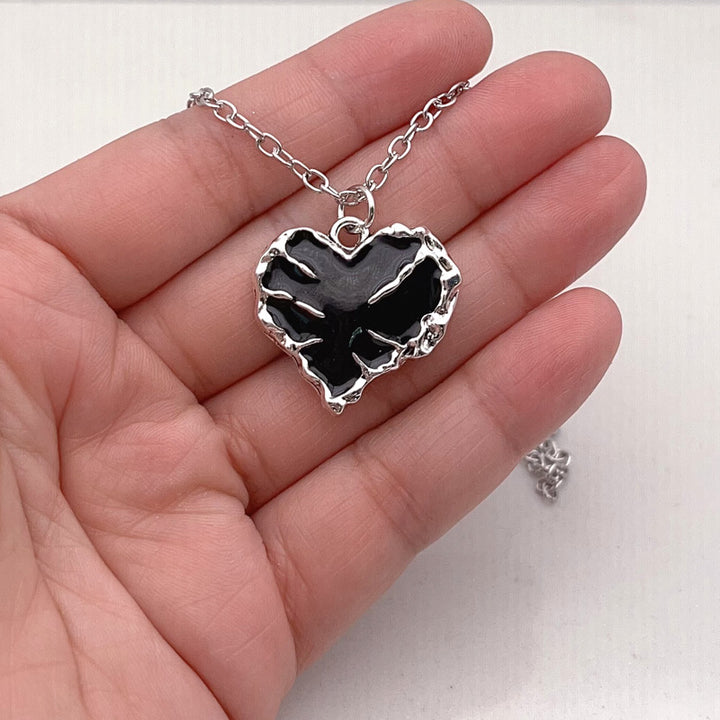 Broken Heart Sword Necklace, Dark Style Sword Through Heart Couple Pendant Set
