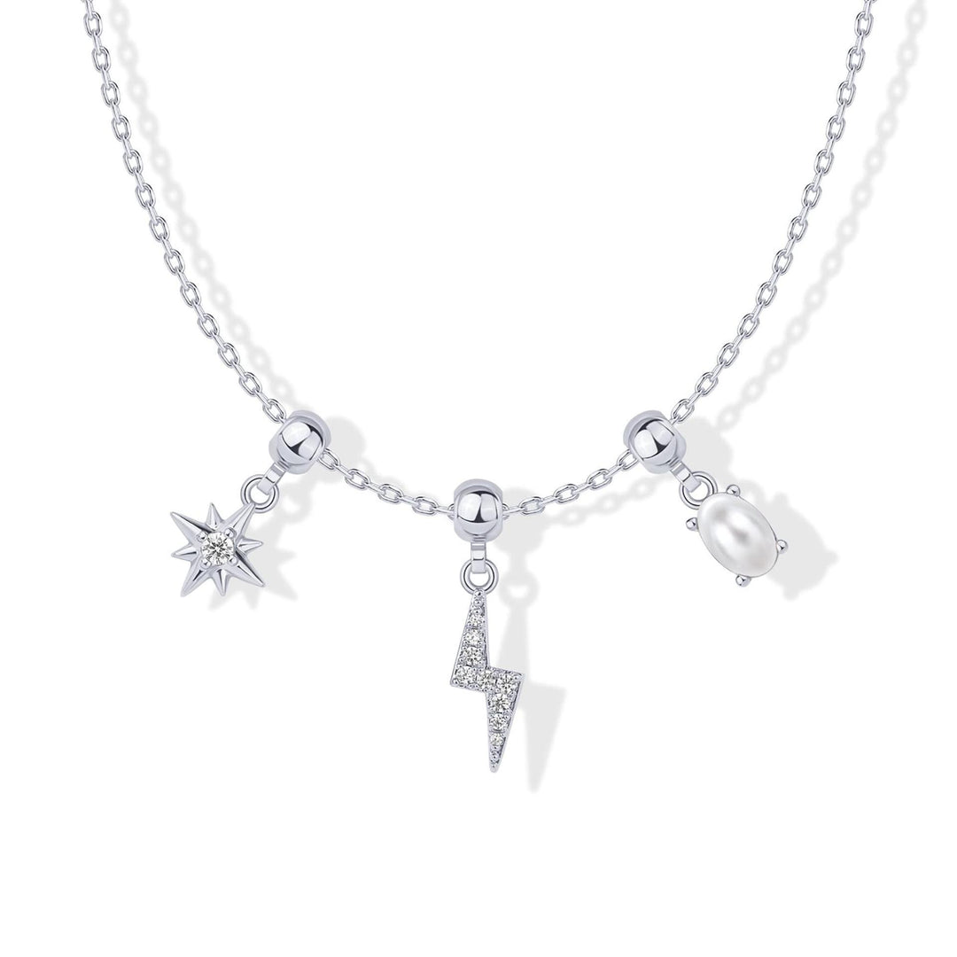 Slidable Triple Charms Beaded Collarbone Necklace, 8 Themed DIY Pendant Sets, Gold & Silver Two Tones Available